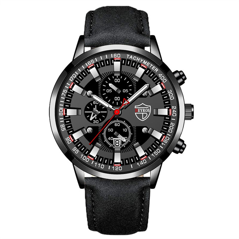 Fashion Mens Business Stainless Steel Quartz Wrist Watch