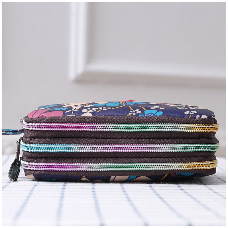 Three-layer Print Canvas Long Wallet