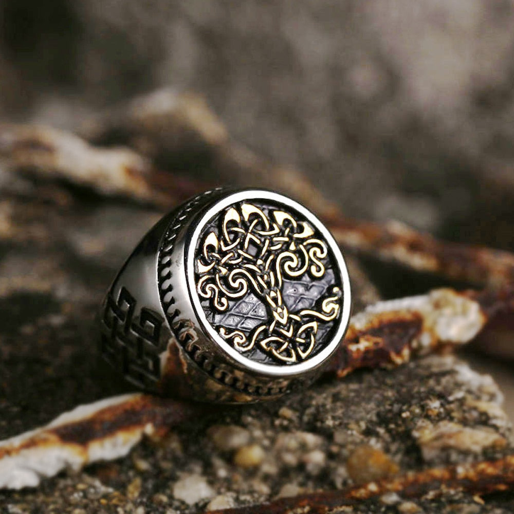 Vintage Viking Tree Of Life Nordic Mythology Stainless Steel Ring