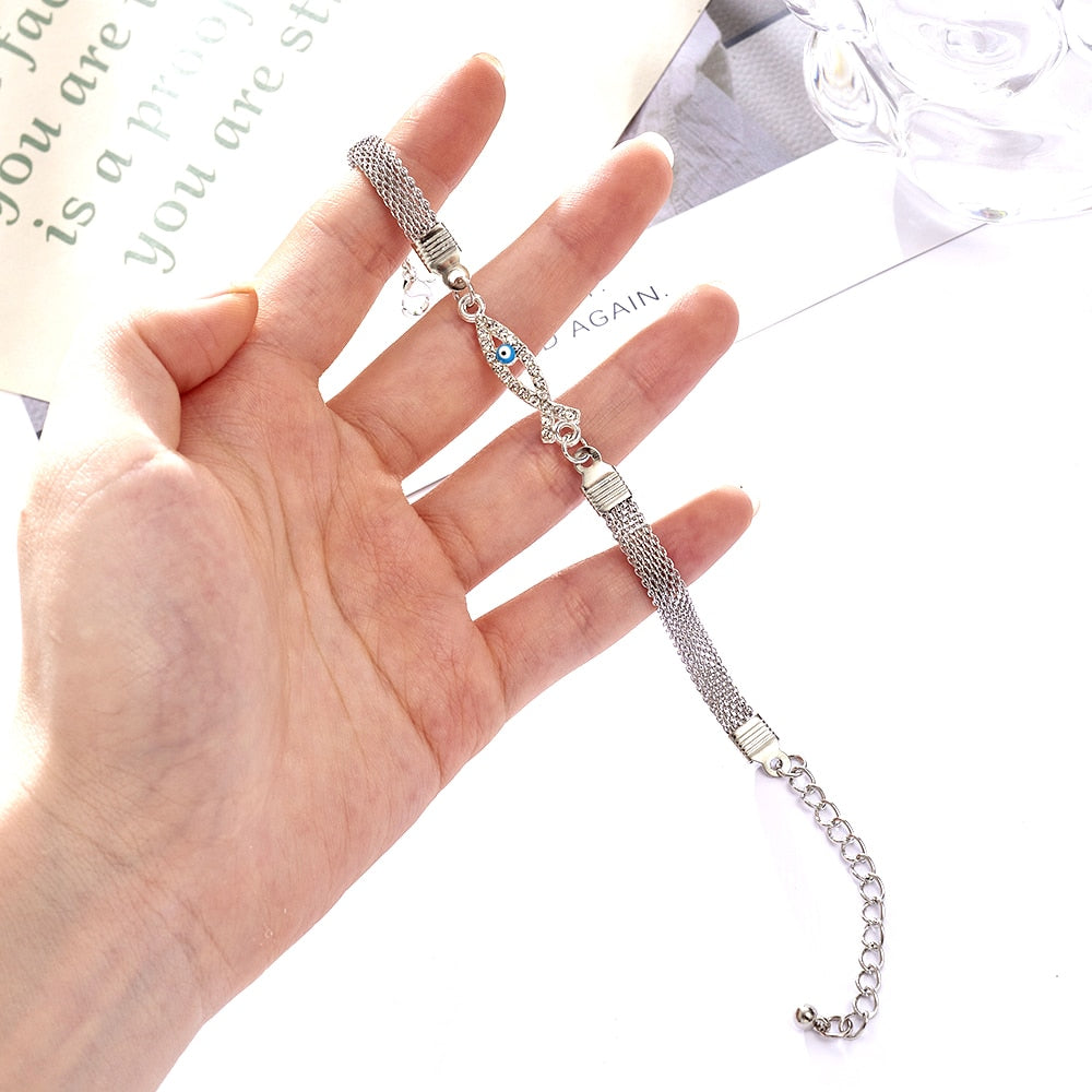 Rhinestone Infinity Pendant Charm Bracelet