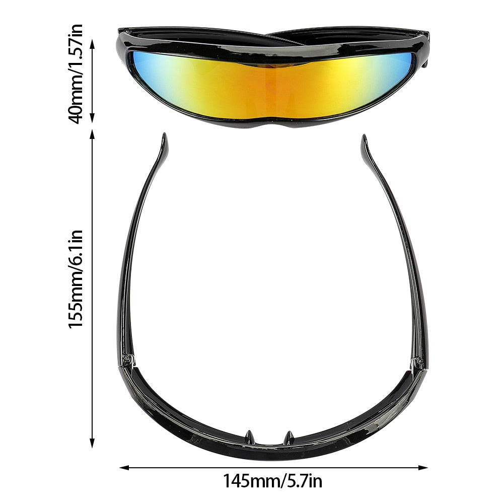 Futuristic Narrow Cyclops Visor Sunglasses Laser Eyeglasses UV400 Personality Mirrored Lens