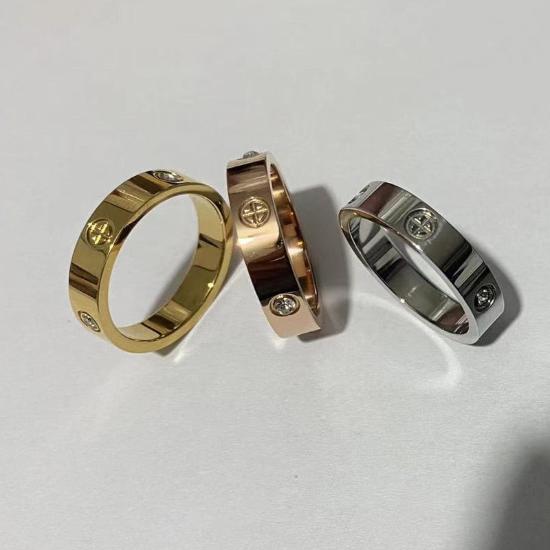 2022 Cross Stainless Steel Zircon Ring With Stone