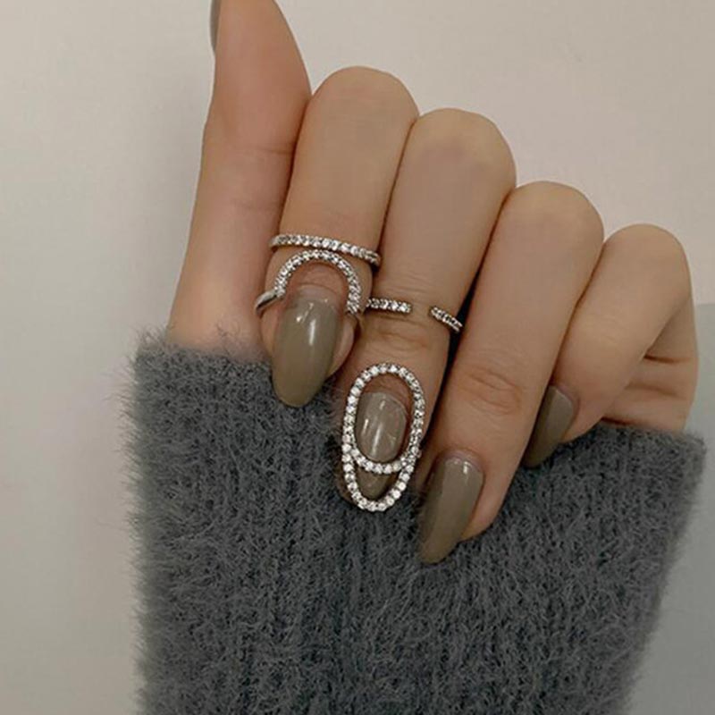Korean Crystal Geometric Adjustable Ring