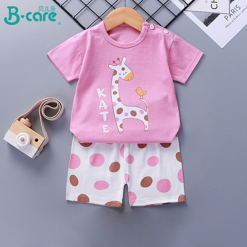 2PCS 100% Cotton Soft Summer Children Baby Cloths T-shirt