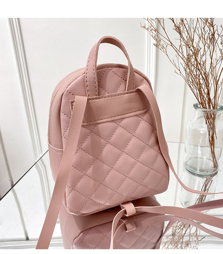 PU Leather Mini Women Backpack Multi-Function Bag