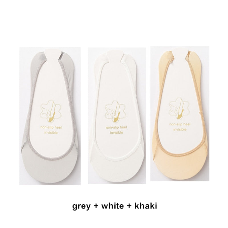 3 Pairs Invisible Boat Socks Women Summer Silicone Non-Slip Socks for High Heels Shoes Ice Silk Thin Half-Palm Suspender The New