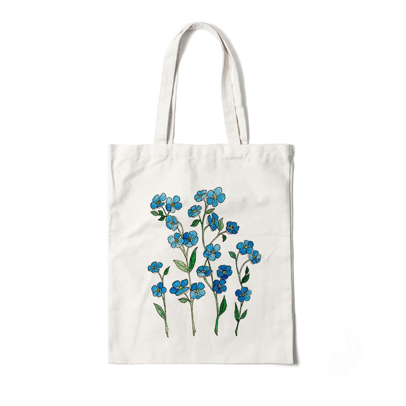 Floral Canvas Reusable Tote Bag