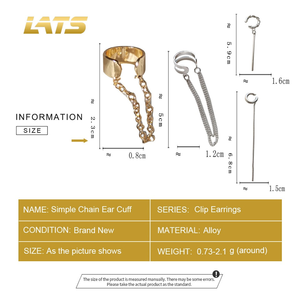LATS Simple Non-Piercing Ear Cuff Earrings