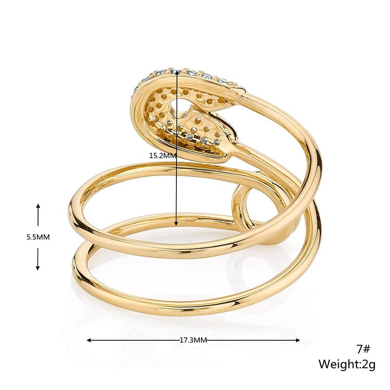 Classic Zircon Pin Twist Stainless Steel Pin Twisted Finger Ring