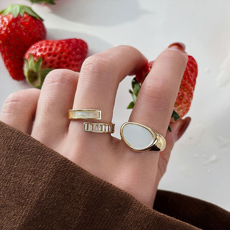 LATS French Retro Drop Glaze Gold Color Open Ring