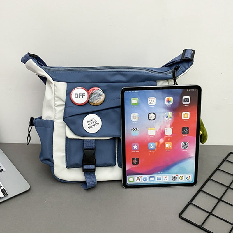 Harajuku Diagonal Nylon Canvas Messenger Bag