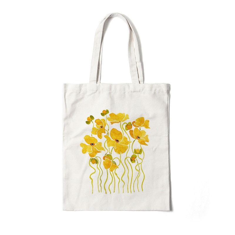 Floral Canvas Reusable Tote Bag