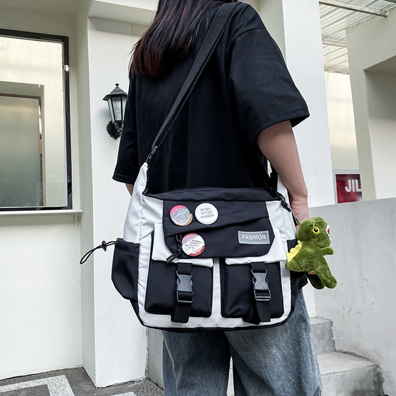 Harajuku Diagonal Nylon Canvas Messenger Bag