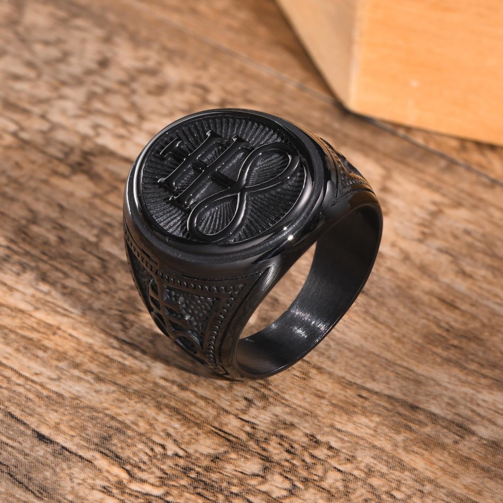 Vnox Sigil of Lucifer Stainless Steel Satan Demon Devil Symbol Signet Ring