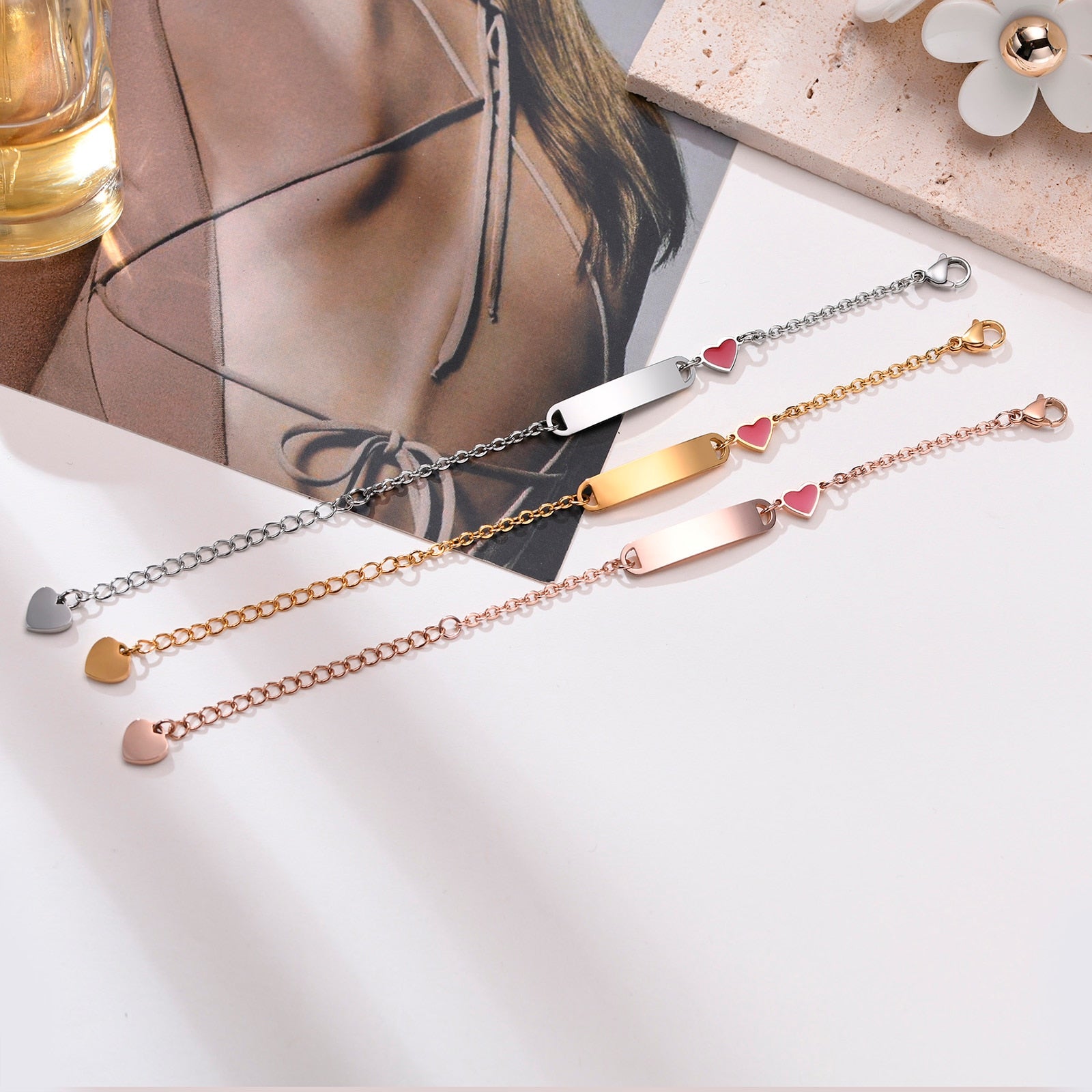 Customized Heart Baby Engravable ID Name Bracelet