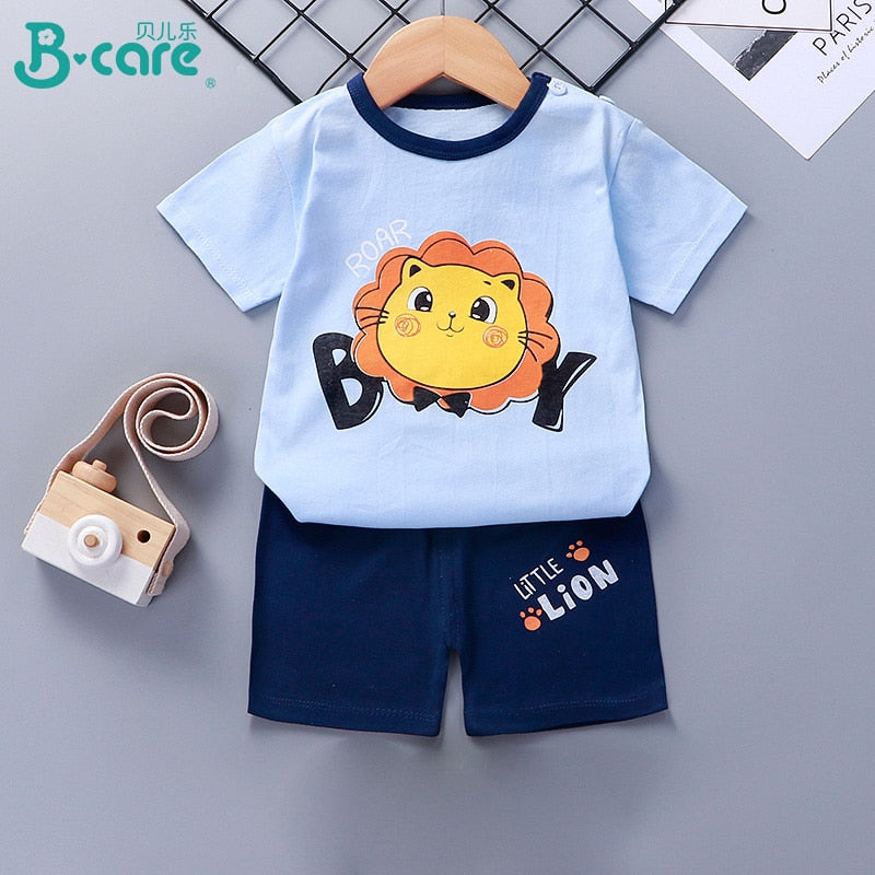 2PCS 100% Cotton Soft Summer Children Baby Cloths T-shirt