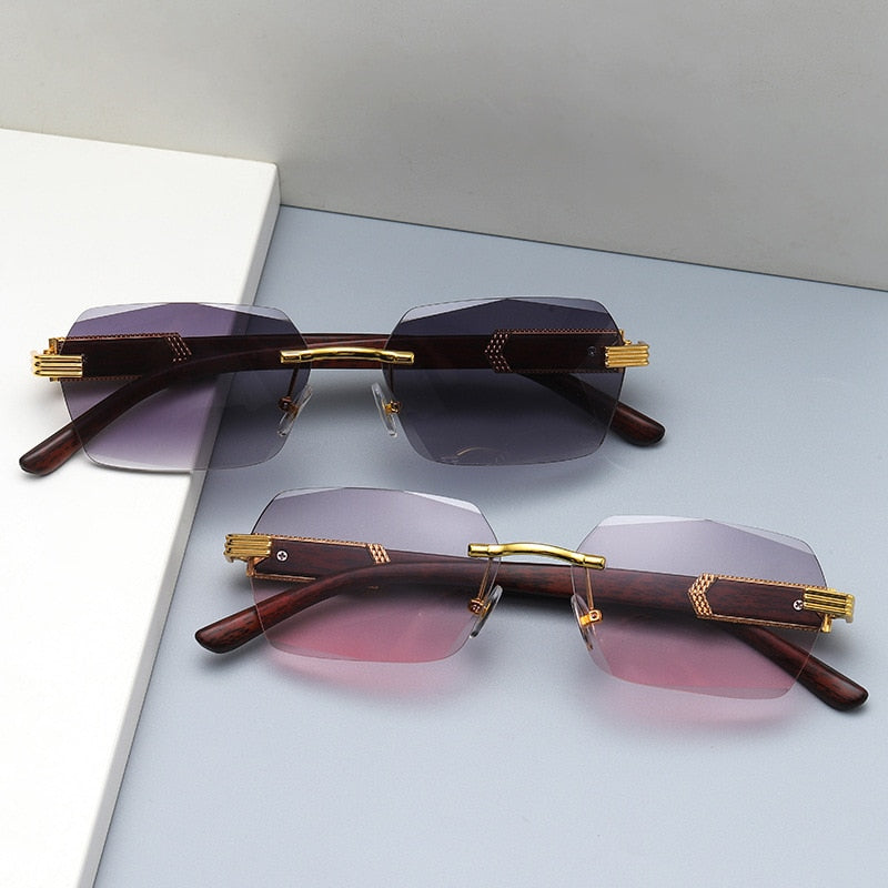 Luxury Rimless Square Frameless Gradient Sunglasses