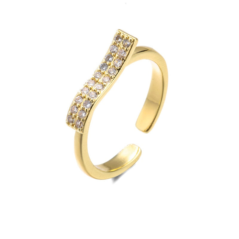 Trendy Gold Color Copper Geometric AAA Cubic Zirconia Ring