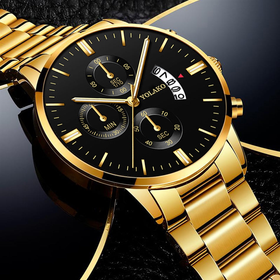 Luxury Calendar Quartz Stainless Steel Watch