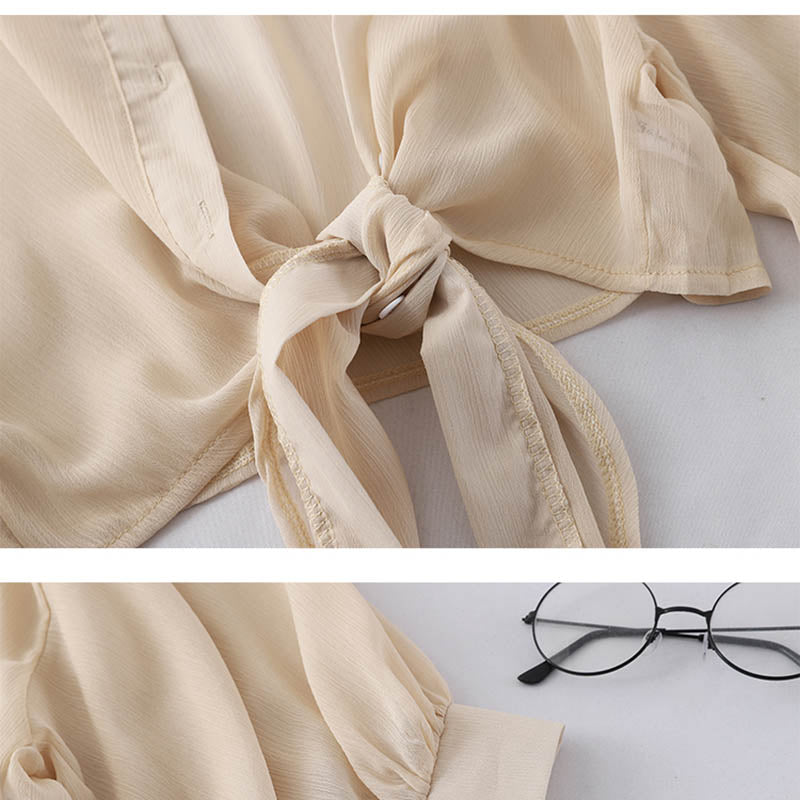 Summer Buttoned Up Shirt Loose Blouse Chiffon Shirt