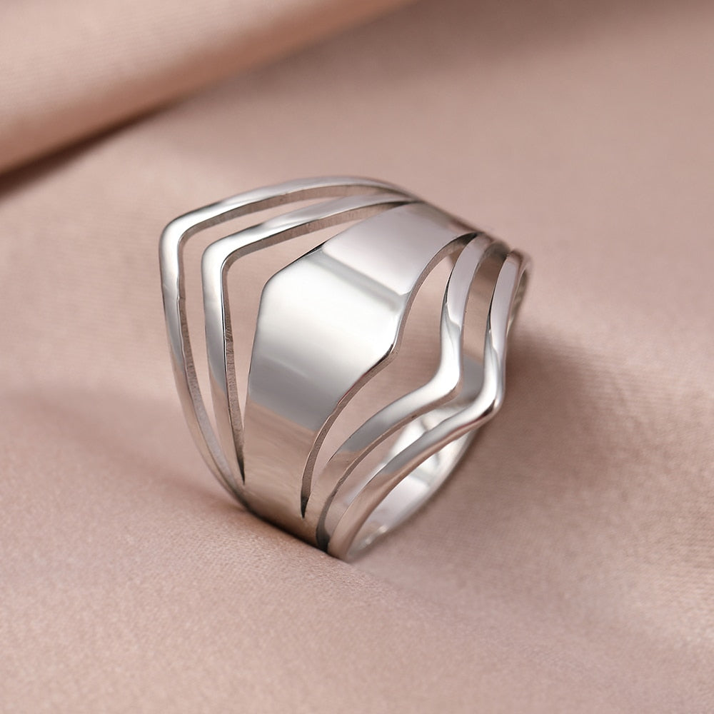 Stainless Steel Ring Geometric Rhombus Antique Ring