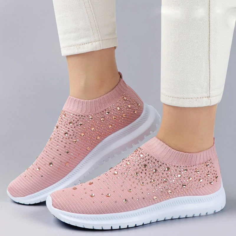 Rimocy Crystal Breathable Mesh Sneaker Shoes for Women