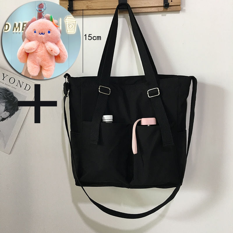 Simple Zipper Nylon Waterproof Large Capacity Tote Bag