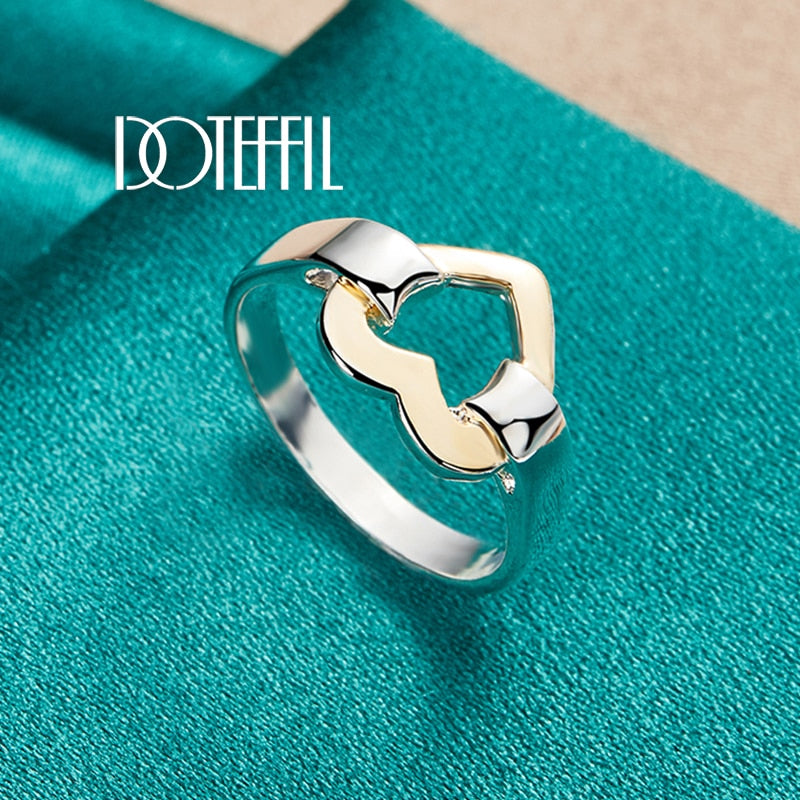 DOTEFFIL 925 Sterling Silver Gold Heart Ring