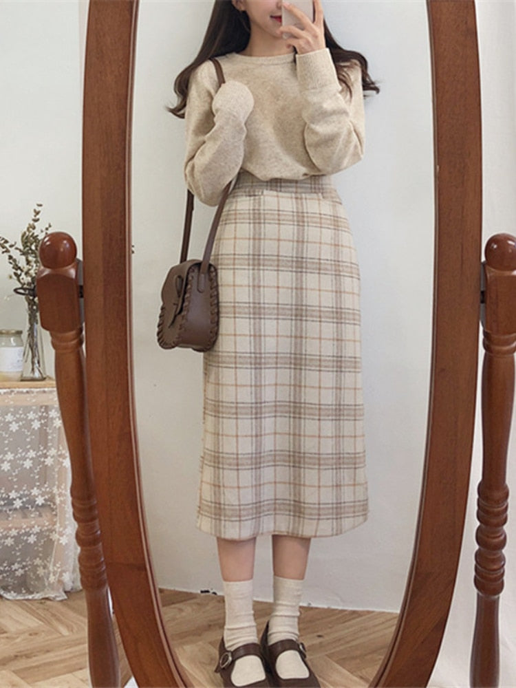 Woolen Women Skirts Maxi Pencil Skirt