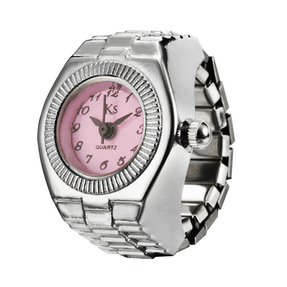 Fashion Couple Watch Ring Round Quartz Stainless Steel