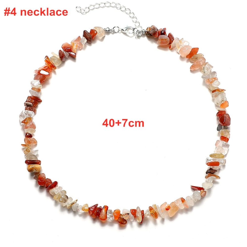 Colorful Natural Stones Choker Bohemia Gravel Beaded Grunge Necklace
