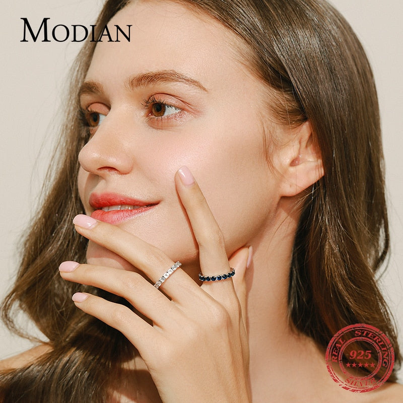 MODIAN Luxury Sparkling Blue Cubic Zirconia Ring