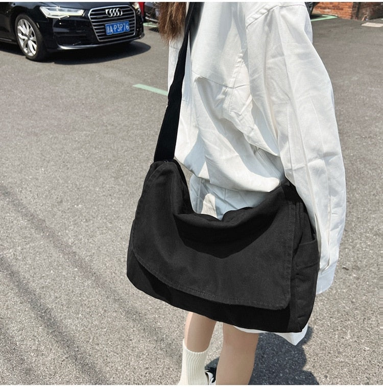 Female Canvas Fabric Hobo Soft Slouchy Shoulder Bag