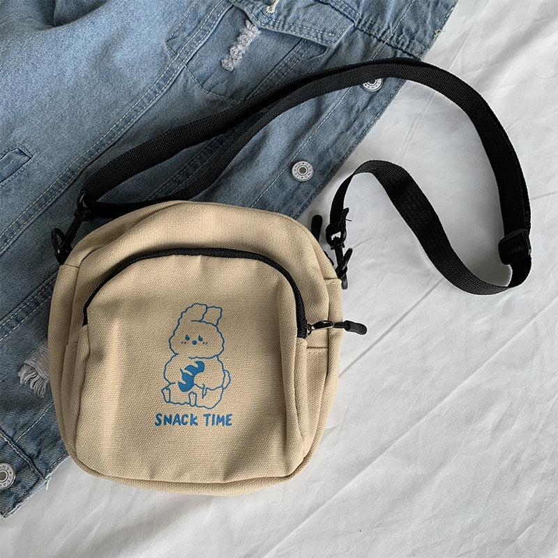 Cute Rabbit Canvas Women Small Crossbody Bag