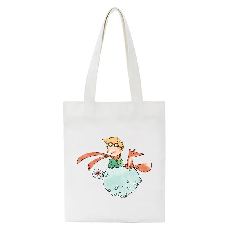 Cartoon Little Prince Women Canvas Eco Foldable Reusable Shopper Bag