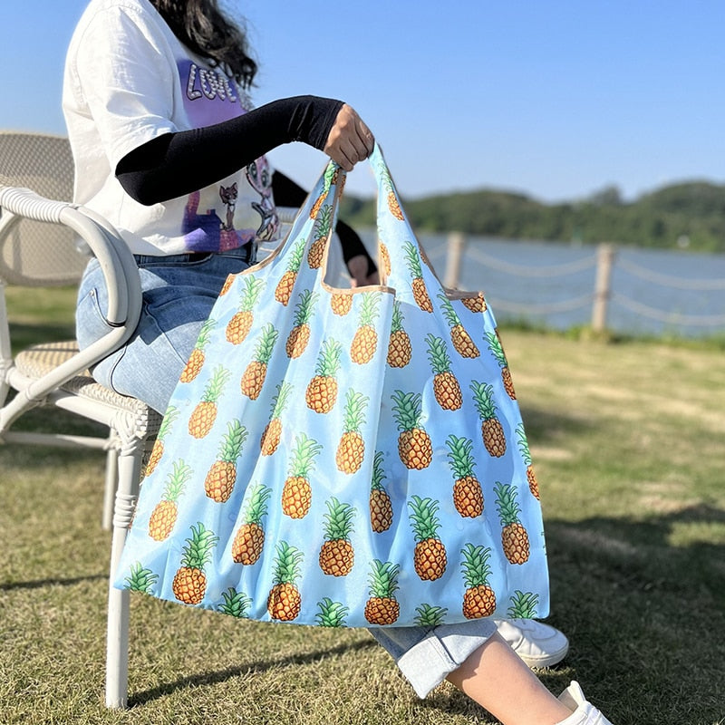 Reusable Large Cartoon Folding Washable Shopping Bag