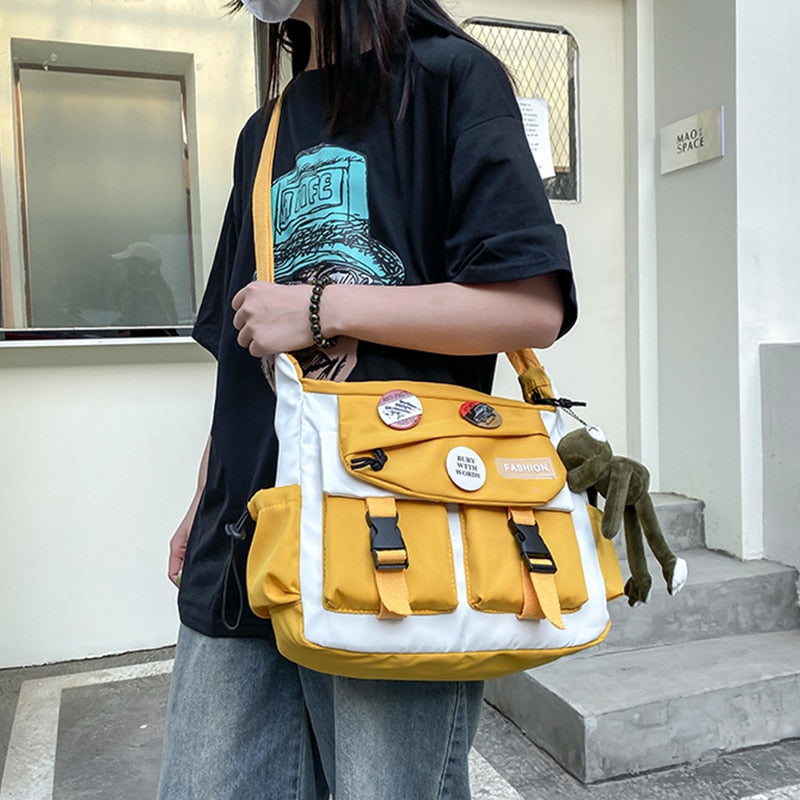 Harajuku Diagonal Nylon Canvas Messenger Bag