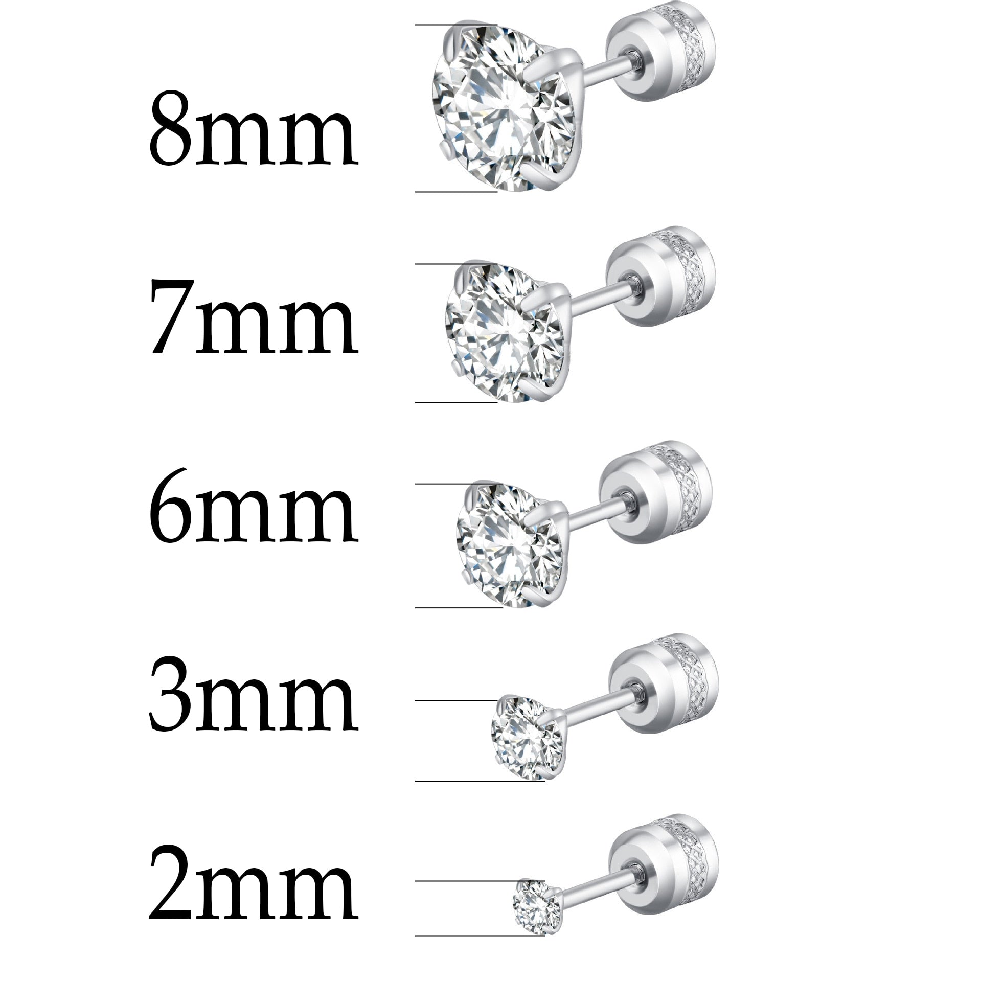Stainless Steel 4 Color CZ Zircon korean Earrings