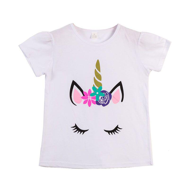 Kids T-shirts Summer Ruffle Sleeve Unicorn Clothes