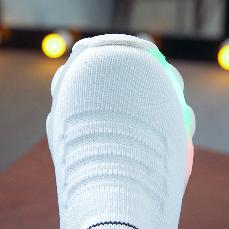 Letter Mesh Led Luminous Socks Sport Run Sneakers