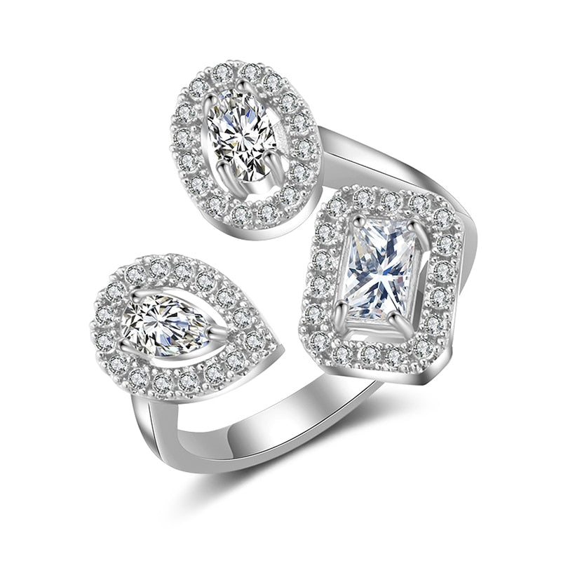 Trendy Water Drop Zircon Stone Adjustable Ring