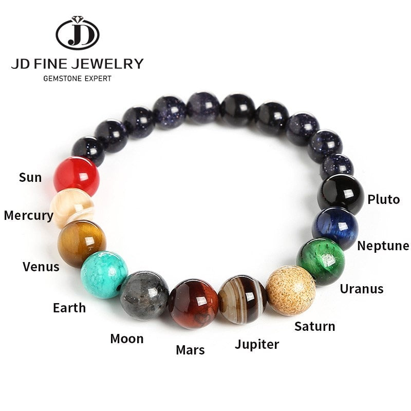 JD Natural Stone Eight Planets Bead Bracelet