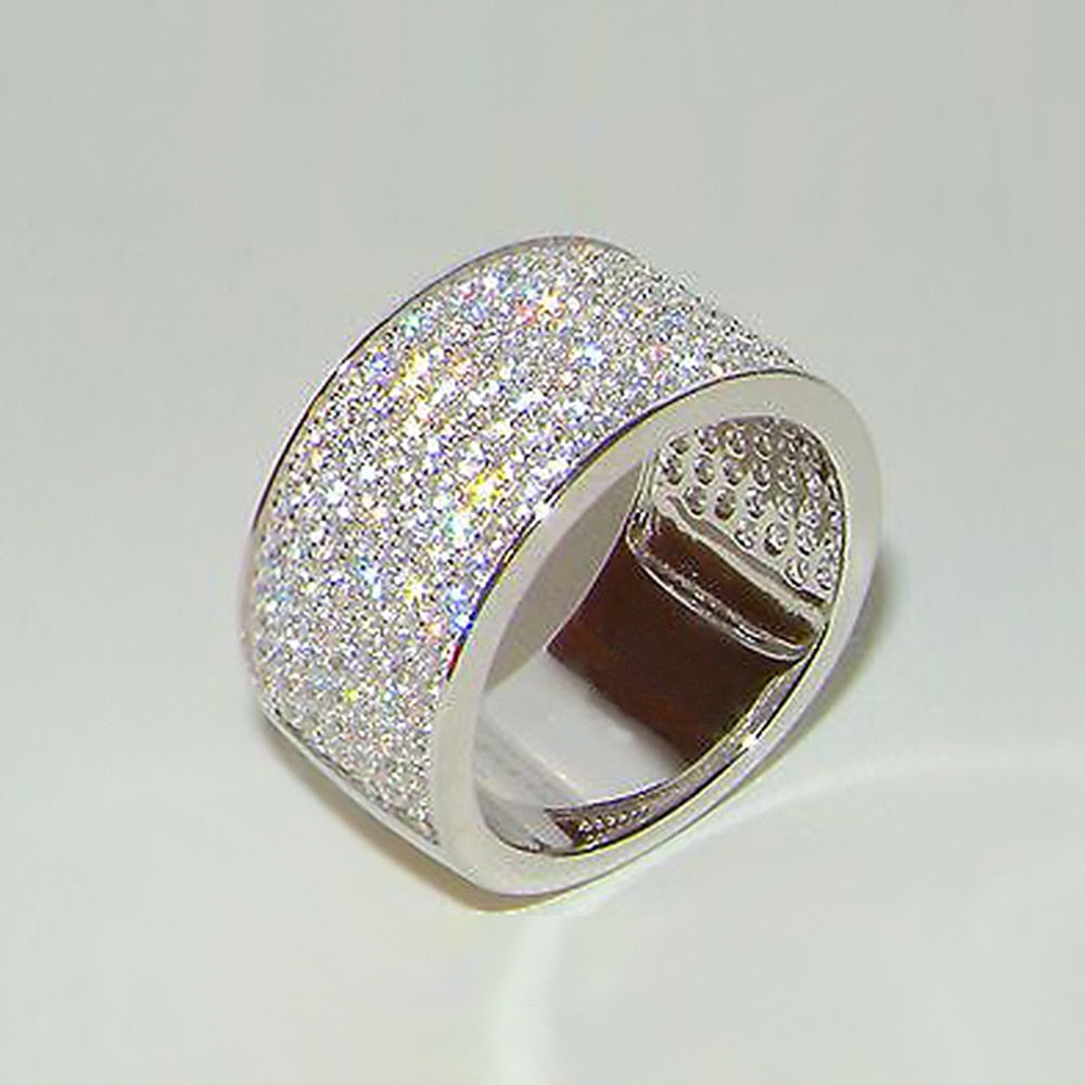 Huitan Paved CZ High Quality Silver Color Female Ring