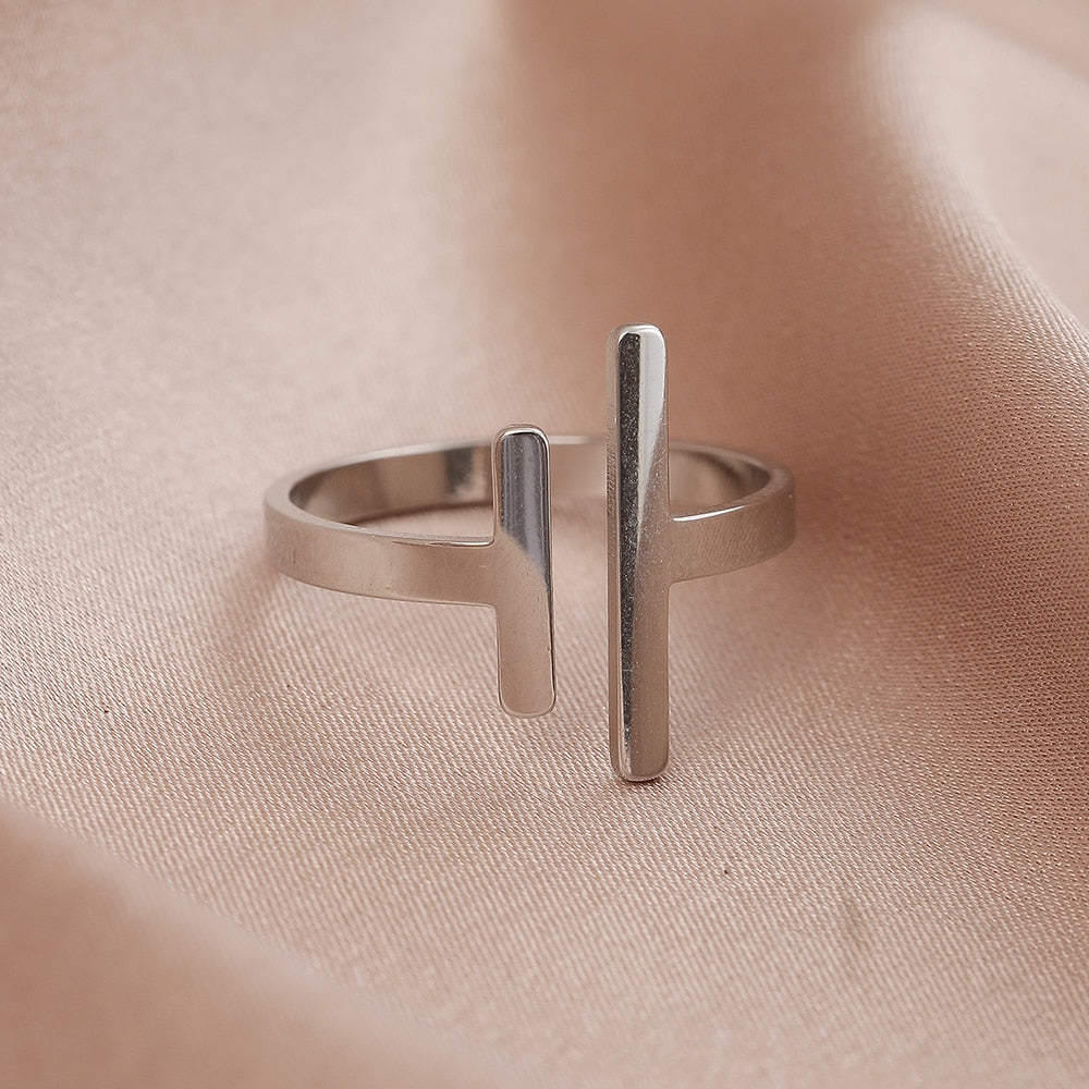 Stainless Steel Ring Simple Minimalist Stick Fashion Couple Adjustable Ring
