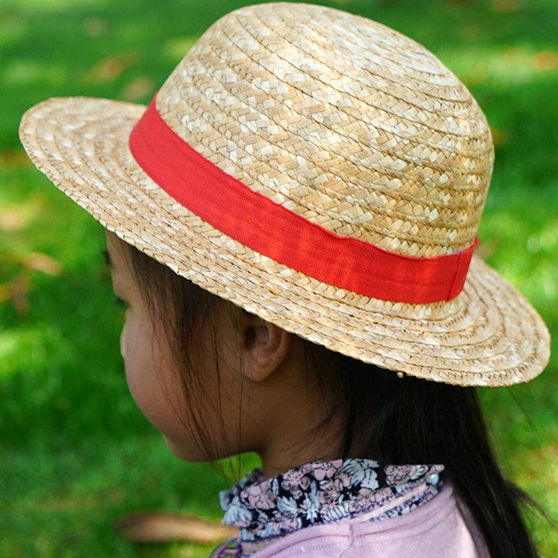One Piece Cap Straw Hat Neck String Luffy Flat Hats