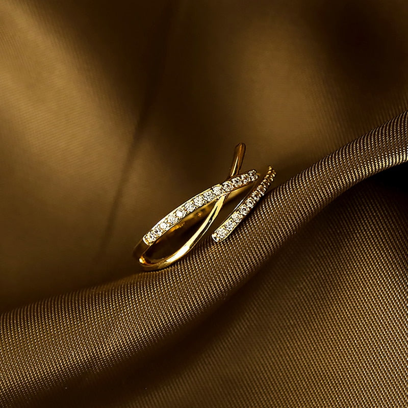 New Charming 14K Real Gold Cross Opening Adjustable Ring