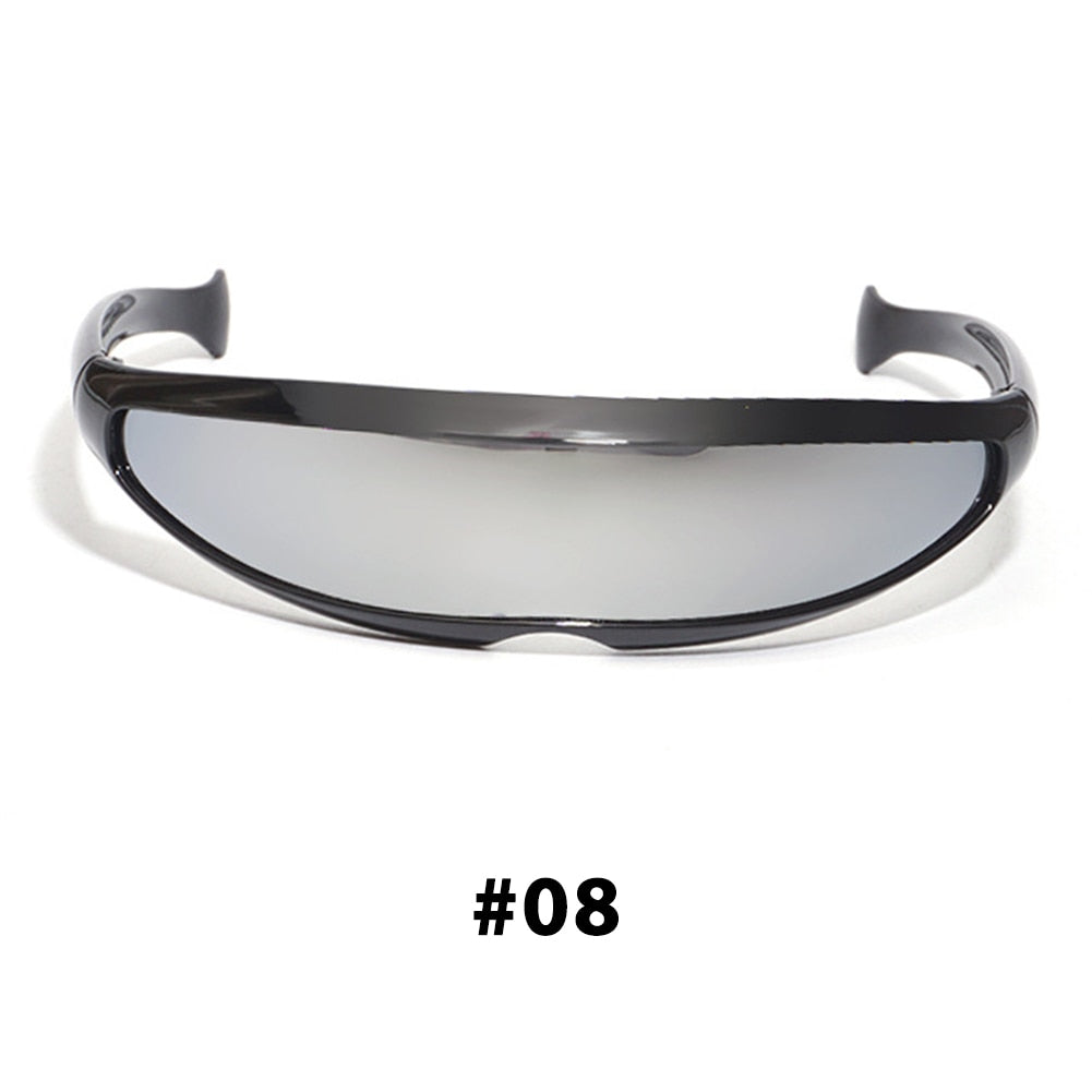 Futuristic Narrow Cyclops Visor Sunglasses Laser Eyeglasses UV400 Personality Mirrored Lens