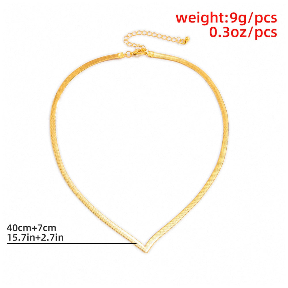 IngeSight.Z Simple Minimalist Copper Flat Snake Chain Choker Necklace