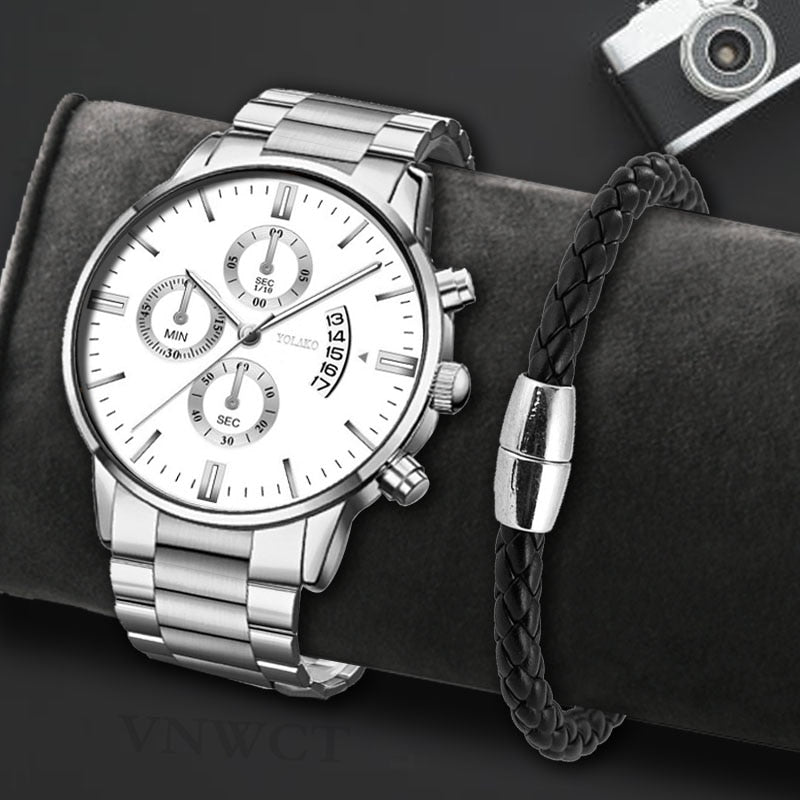 Luxury Calendar Quartz Stainless Steel Watch