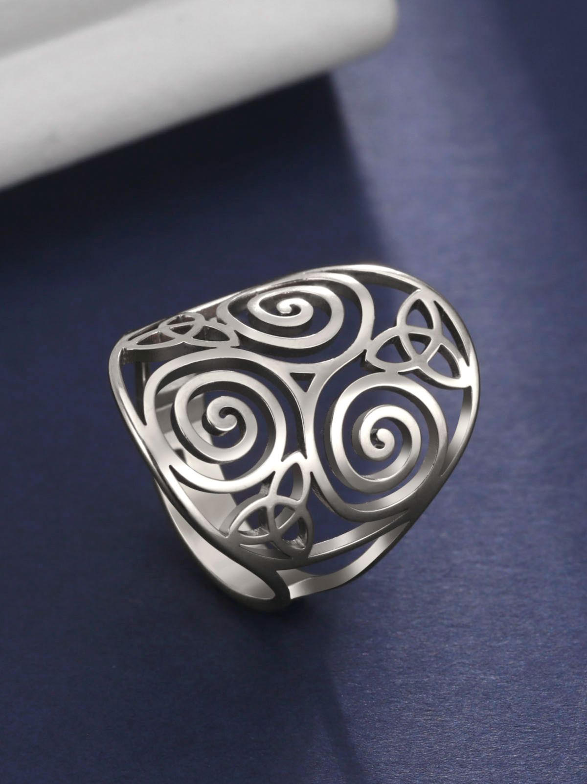 LIKGREAT Triskele Triskelion Adjustable Stainless Steel Ring